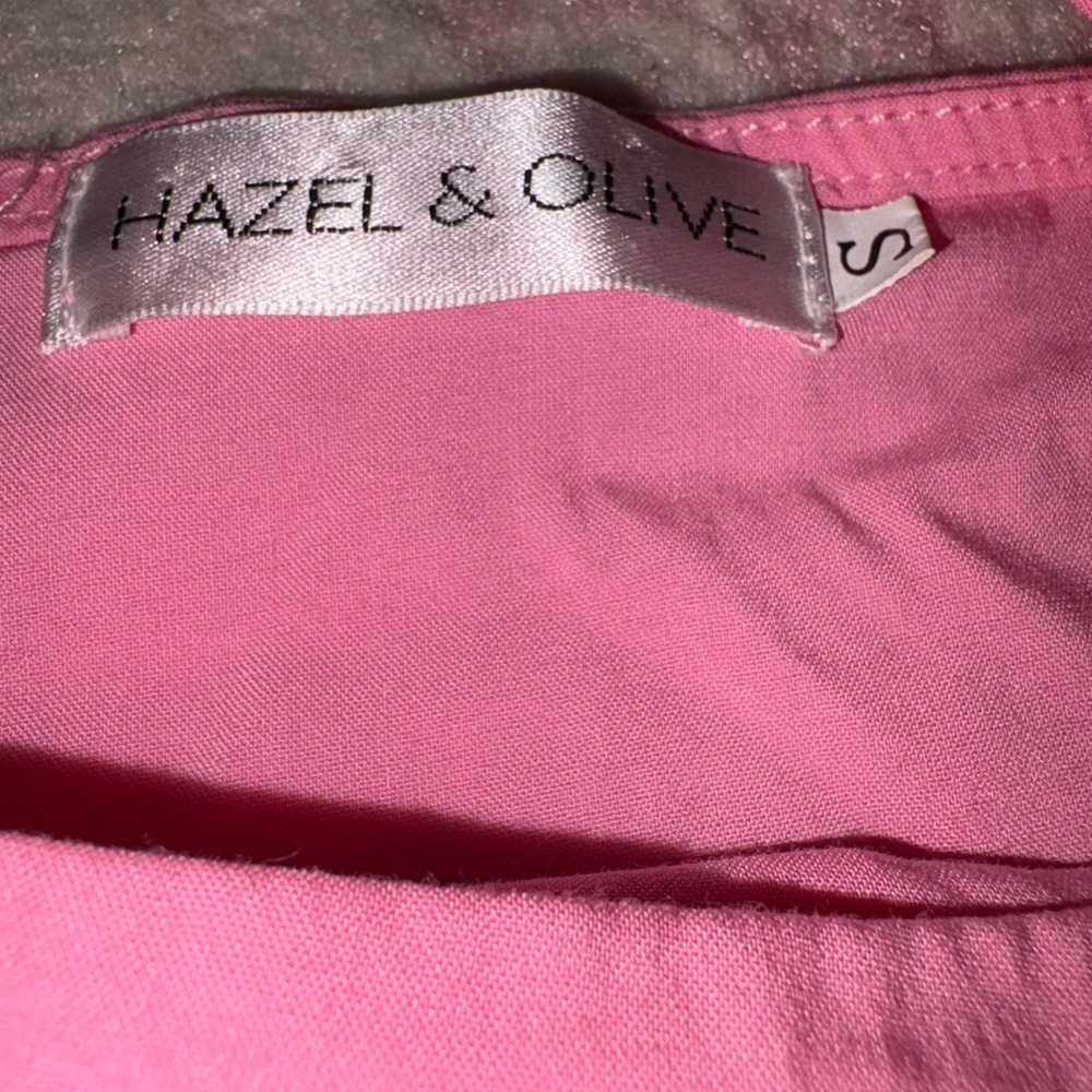 Hazel & Olive Fitted Pink Mini Dress Side Cutout and Puff Sleeves Women’s S - Picture 6 of 10
